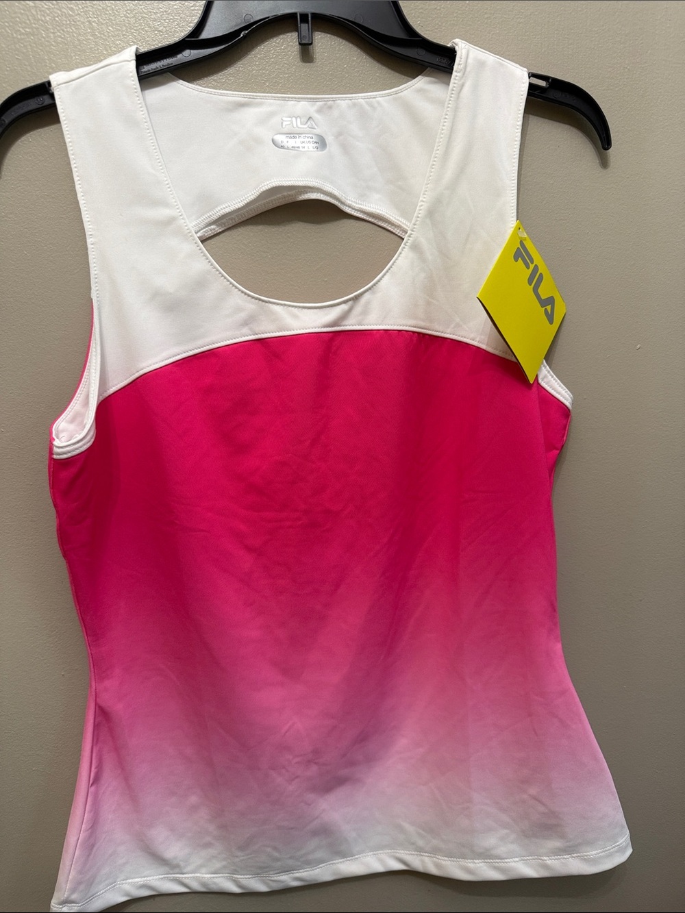 FILA Women's Pink and White Ombre Racerback Tank